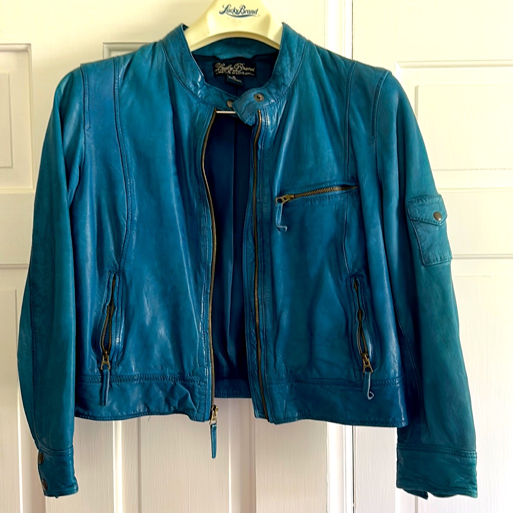 Lucky Brand Leather Cropped, Biker Jacket, Like New! Xl